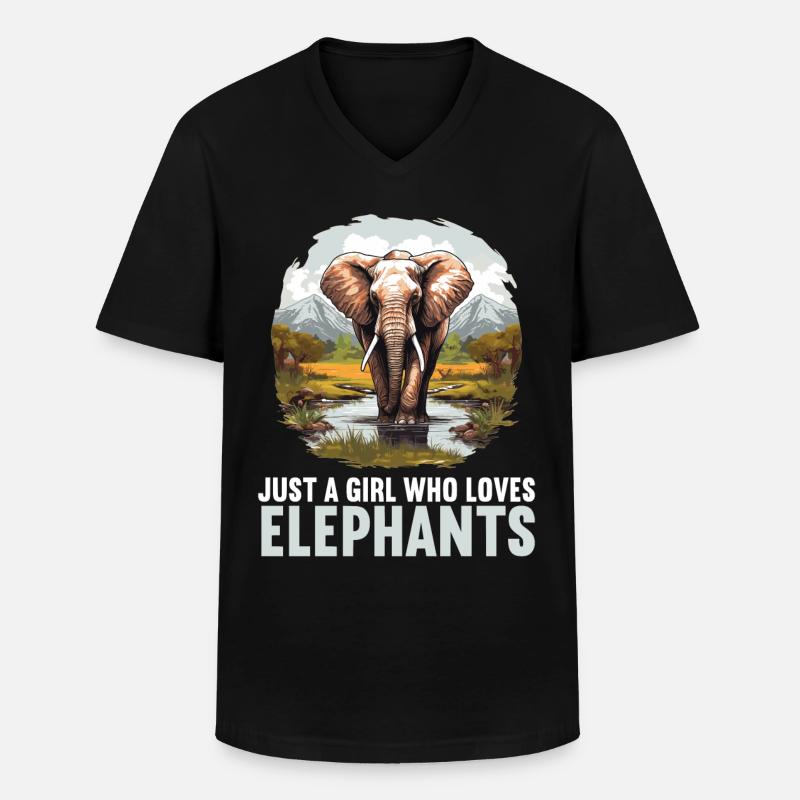 Elefanten Elefant - Männer-T-Shirt mit V-Ausschnitt - Schwarz