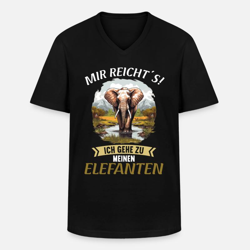 Elefanten Elefant - Männer-T-Shirt mit V-Ausschnitt - Schwarz