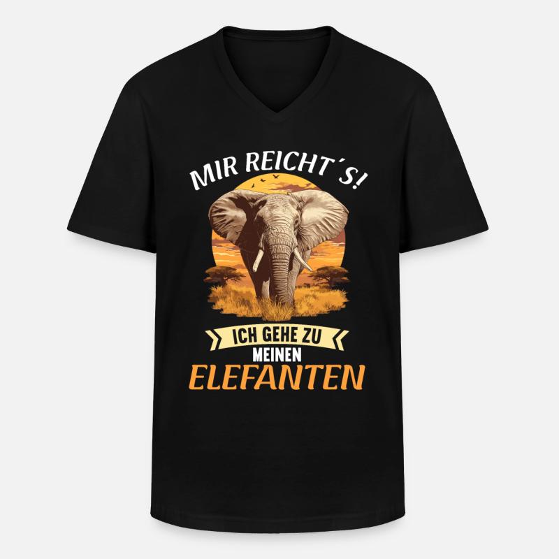 Elefanten Elefant - Männer-T-Shirt mit V-Ausschnitt - Schwarz