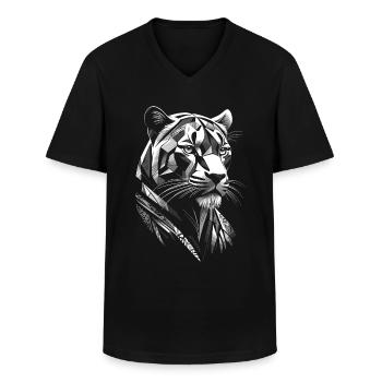 Modern - Panther - Men's V-Neck T-Shirt - black - Front - AI Model Male 178 dark (178cm)