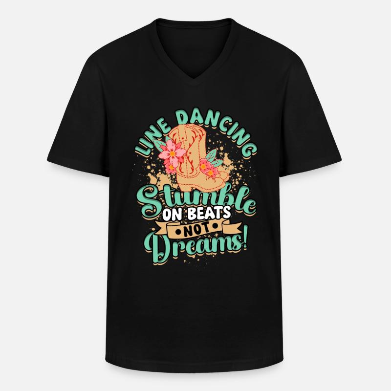 Line Dance - Männer-T-Shirt mit V-Ausschnitt - Schwarz