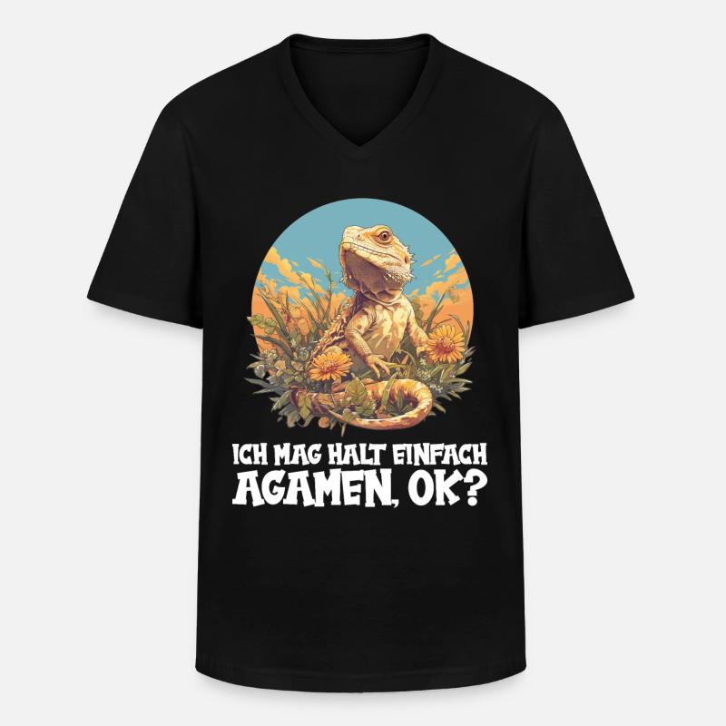 Agamen Agame - Männer-T-Shirt mit V-Ausschnitt - Schwarz