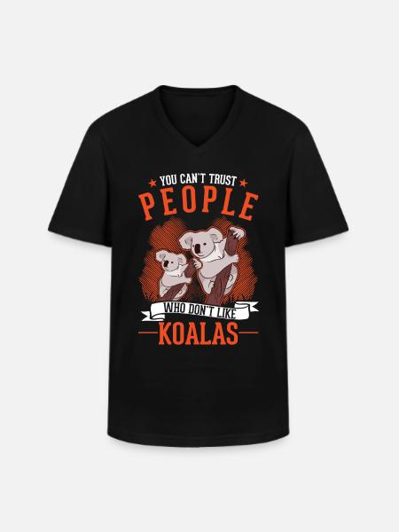 Koala Cadeau Koala Ours - T-shirt col V Homme - noir