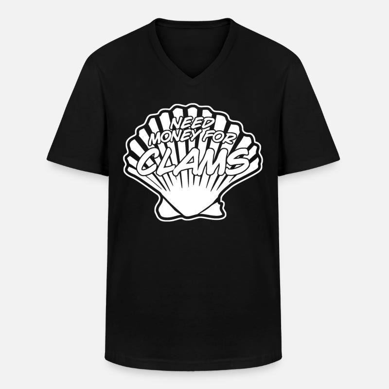 Clams Clam Seashell - Männer-T-Shirt mit V-Ausschnitt - Schwarz