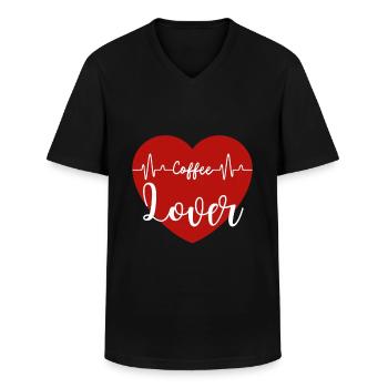 Coffee lover coffee bean funny - Men's V-Neck T-Shirt - black - Front - AI Model Male 178 dark (178cm)