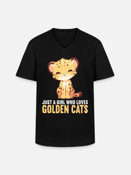 Golden Cats Golden Cat - Men's V-Neck T-Shirt - black