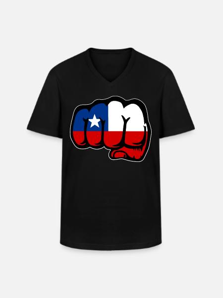 Chile Flag Fist - Men's V-Neck T-Shirt - black