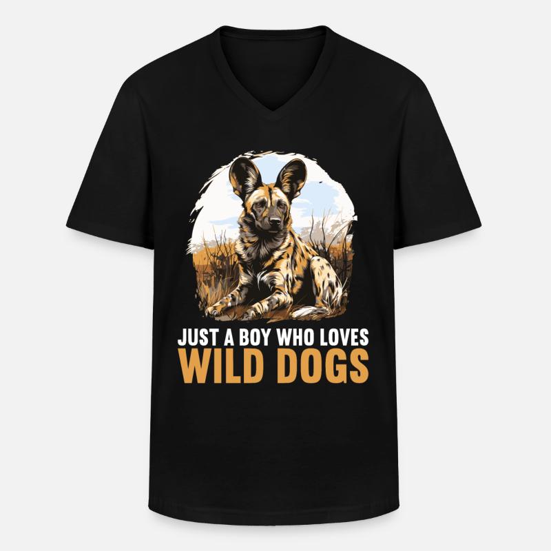 Wildhunde Wildhund - Männer-T-Shirt mit V-Ausschnitt - Schwarz