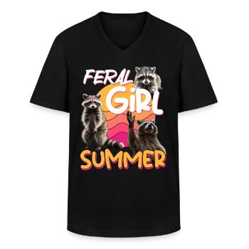 Funny Opossum Wild Girl Party Holiday Summer - Men's V-Neck T-Shirt - black - Front - AI Model Male 178 dark (178cm)