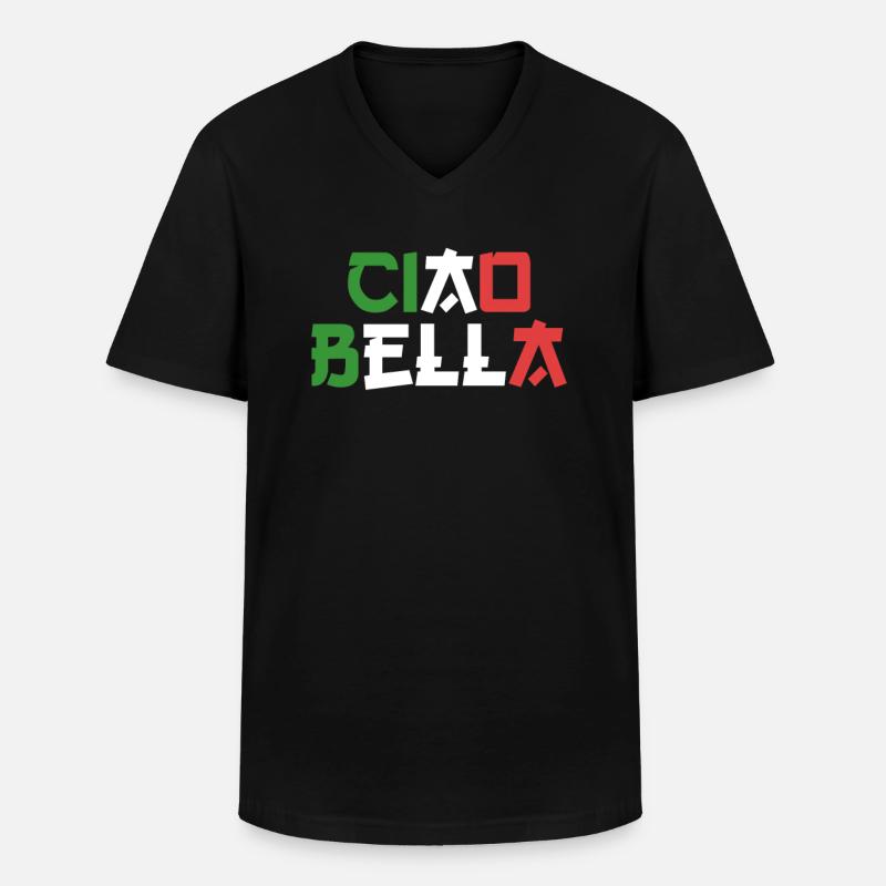 Ciao Bella - Männer-T-Shirt mit V-Ausschnitt - Schwarz