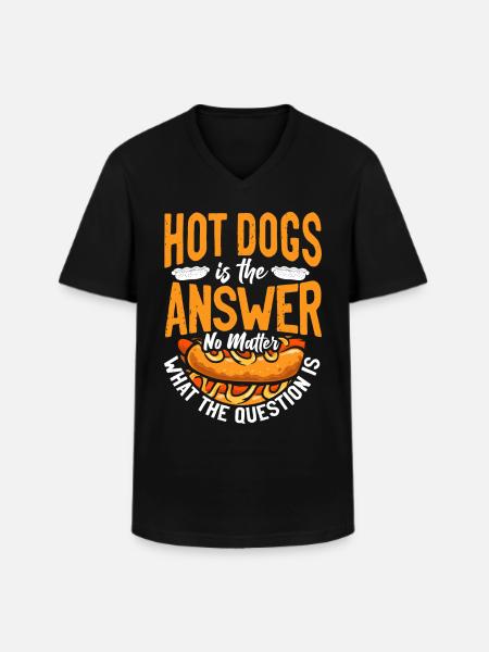 Hotdog voksen hotdog er - Klassisk herre T-shirt med V-udskæring - sort