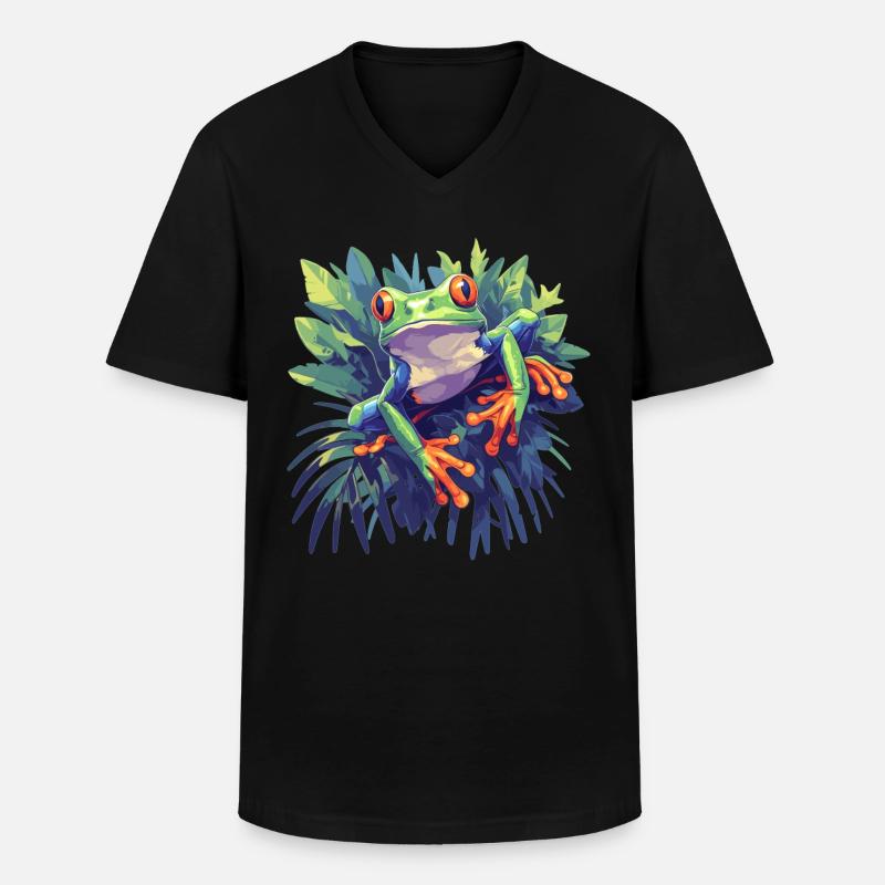 Tree Frog Baumfrösche Baumfrosch - Männer-T-Shirt mit V-Ausschnitt - Schwarz
