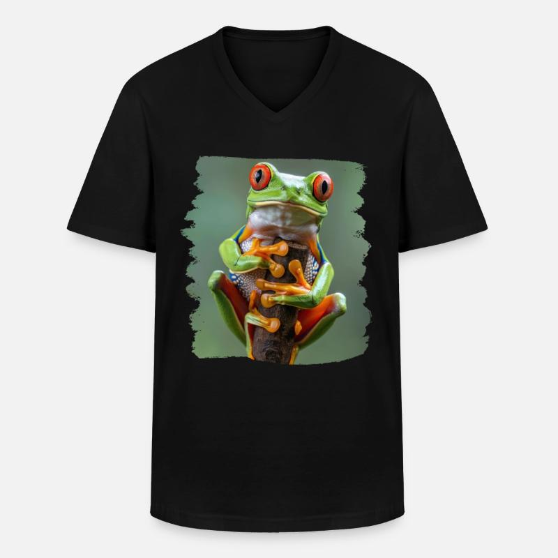 Tree Frog Baumfrösche Baumfrosch - Männer-T-Shirt mit V-Ausschnitt - Schwarz