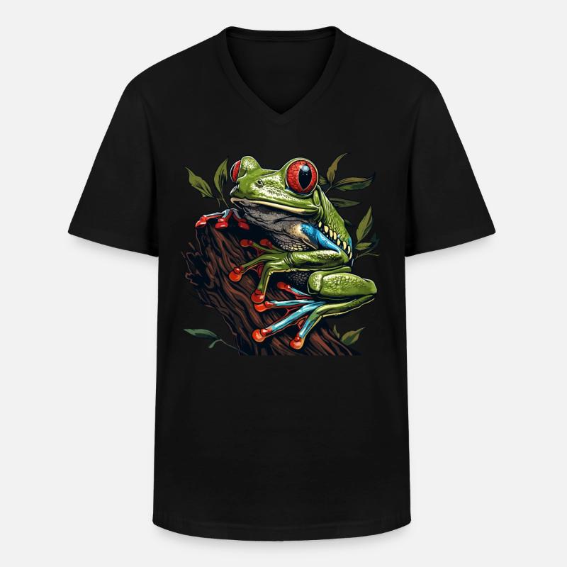 Tree Frog Baumfrösche Baumfrosch - Männer-T-Shirt mit V-Ausschnitt - Schwarz