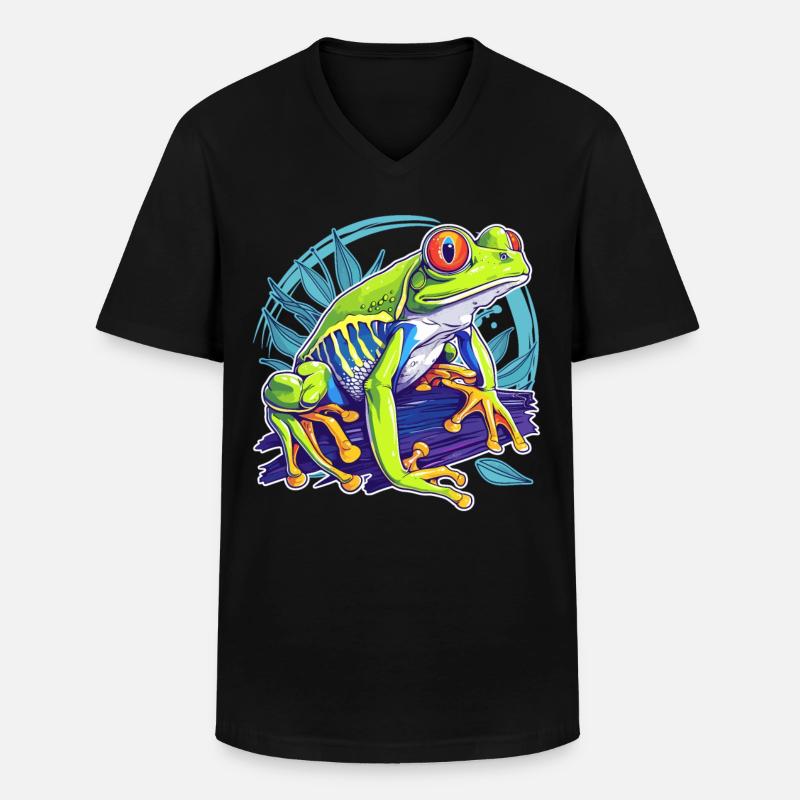 Tree Frog Baumfrösche Baumfrosch - Männer-T-Shirt mit V-Ausschnitt - Schwarz