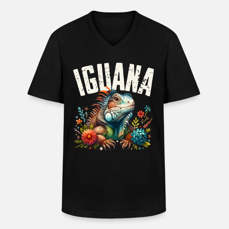 Leguan - Männer-T-Shirt mit V-Ausschnitt - Schwarz