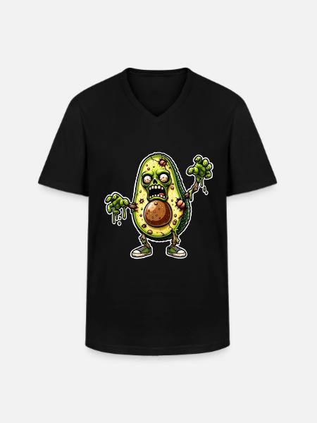 Avocado Zombie - Men's V-Neck T-Shirt - black