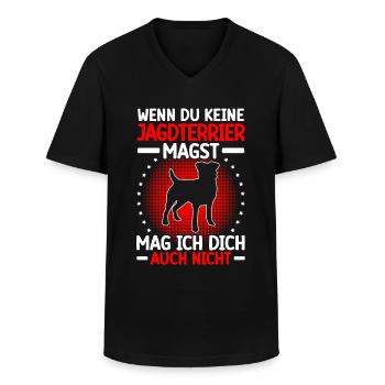 Jagdterrier mag dich nicht Deutscher Jagdhund - Männer-T-Shirt mit V-Ausschnitt - Schwarz - Vorne - AI Model Male 178 dark (178cm)