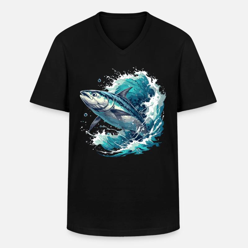 Tuna Thunfische Thunfisch - Männer-T-Shirt mit V-Ausschnitt - Schwarz