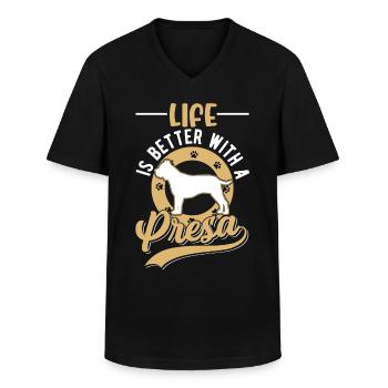 La vie est meilleure avec un Presa Canario - T-shirt col V Homme - noir - Devant - AI Model Male 178 dark (178cm)