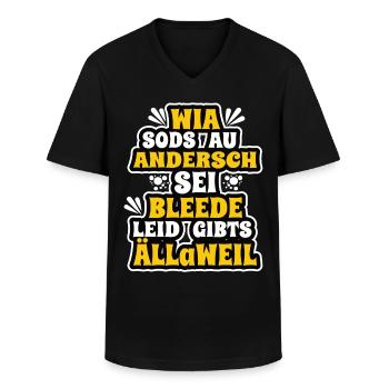 Swabian saying bleede leid älleweil - Men's V-Neck T-Shirt - black - Front - AI Model Male 178 dark (178cm)