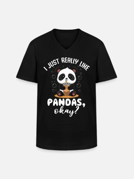 Panda Panda Bear Funny - Men's V-Neck T-Shirt - black