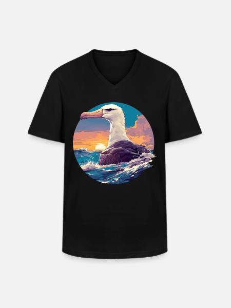 Albatross Albatrosse Albatros - Klassisk herre T-shirt med V-udskæring - sort