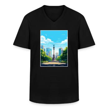Mexiko-Stadt Vintage Reiseplakat Souvenir - Männer-T-Shirt mit V-Ausschnitt - Schwarz - Vorne - AI Model Male 178 dark (178cm)