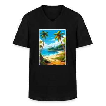 Jamaïque Caraïbes Vintage Voyage Poster Souvenir - T-shirt col V Homme - noir - Devant - AI Model Male 178 dark (178cm)