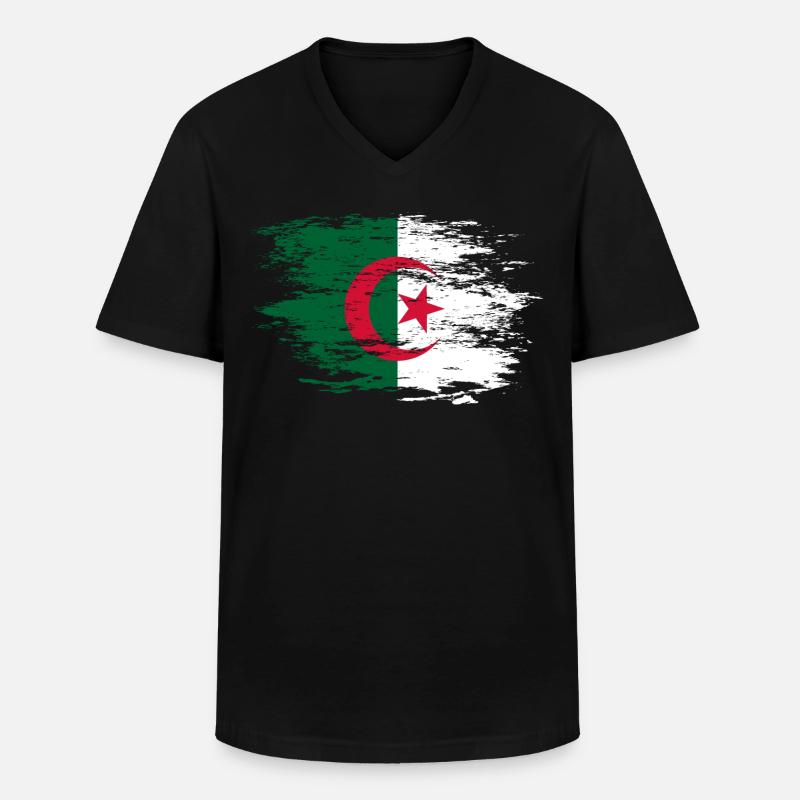 Drapeau de l’Algérie utilisé - T-shirt col V Homme - noir
