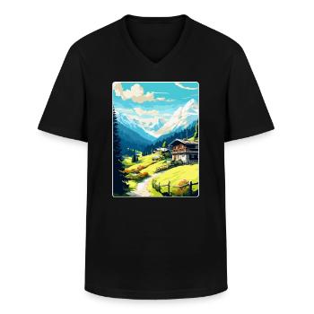 Klosters Serneus Schweiz Vintage Reiseposter - Männer-T-Shirt mit V-Ausschnitt - Schwarz - Vorne - AI Model Male 178 dark (178cm)