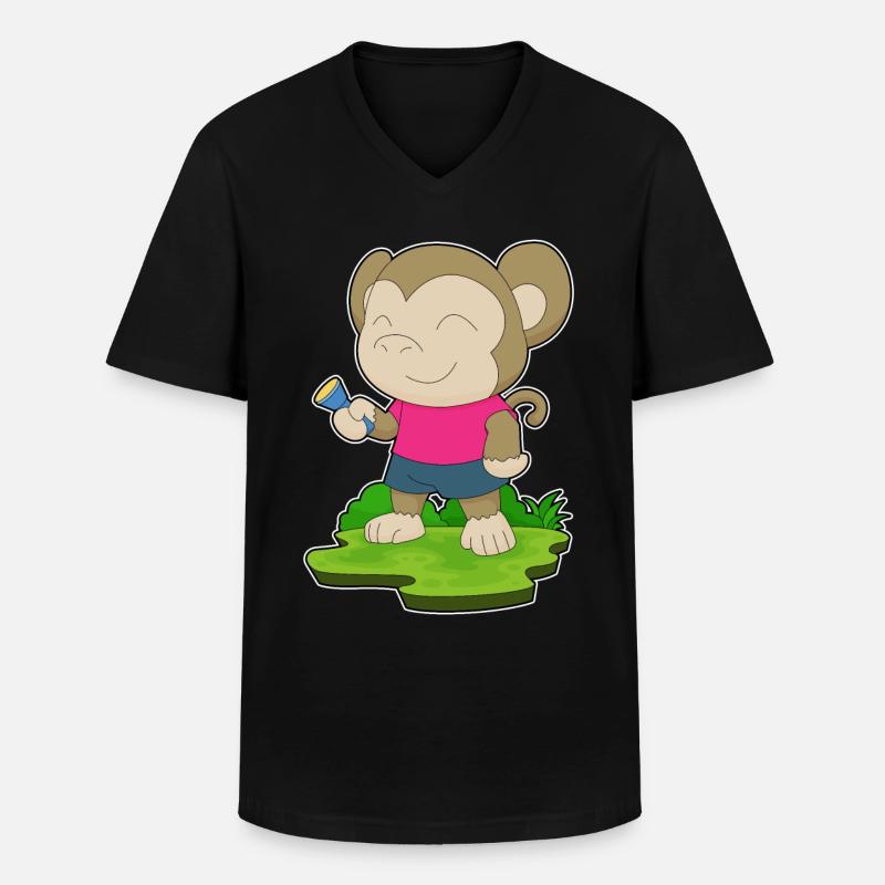 Monkey Flashlight - Men's V-Neck T-Shirt - black