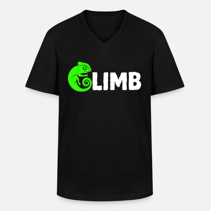 Bouldern, Klettern, Freiklettern Chameleon Boulder - Männer-T-Shirt mit V-Ausschnitt - Schwarz