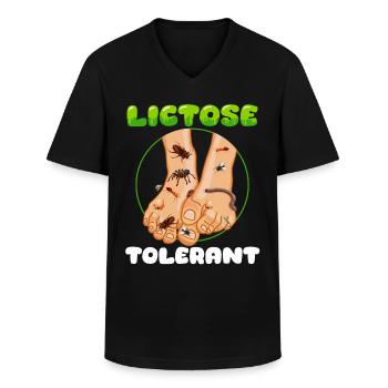 stupid, embarrassing, lactose tolerant geek - Men's V-Neck T-Shirt - black - Front - AI Model Male 178 dark (178cm)