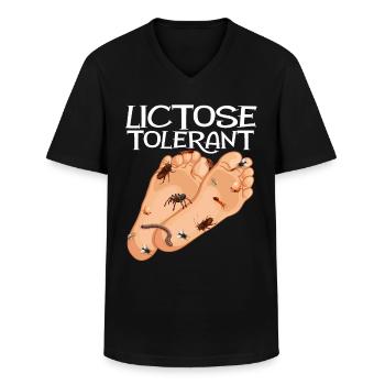 dummes, peinliches, Laktosetolerant Geek - Männer-T-Shirt mit V-Ausschnitt - Schwarz - Vorne - AI Model Male 178 dark (178cm)