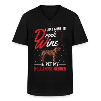 Hollandse Stoves and Wine - Men's V-Neck T-Shirt - black - Front - AI Model Male 178 dark (178cm)