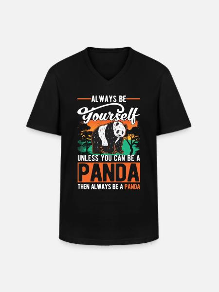 Always be yourself Panda - Men's V-Neck T-Shirt - black