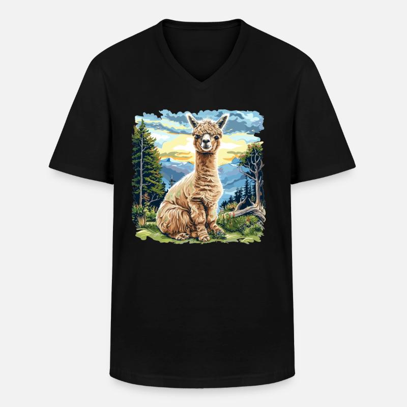 Alpaca Alpacas Alpaca - Men's V-Neck T-Shirt - black