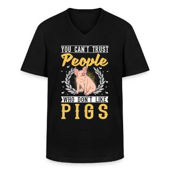 Pigs Gift Farmer Piggy - Men's V-Neck T-Shirt - black - Front - AI Model Male 178 dark (178cm)
