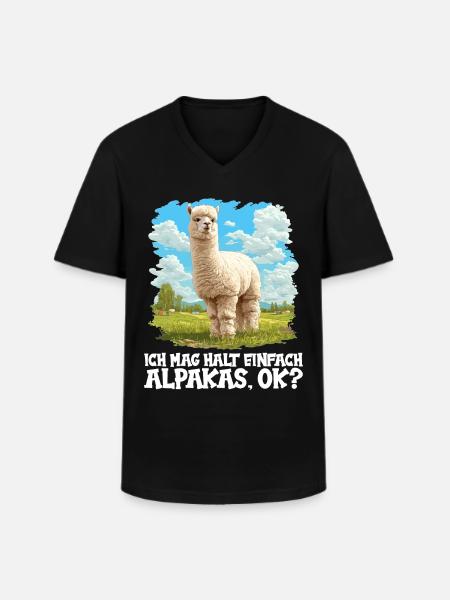 Alpaca Alpacas Alpaca - Men's V-Neck T-Shirt - black