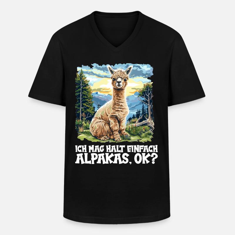Alpaca Alpacas Alpaca - Men's V-Neck T-Shirt - black