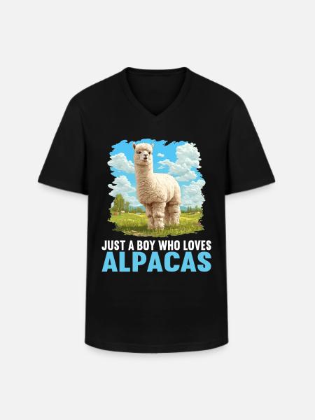 Alpaca Alpacas Alpaca - Men's V-Neck T-Shirt - black
