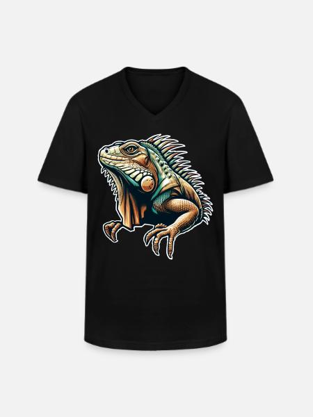Iguana - Men's V-Neck T-Shirt - black