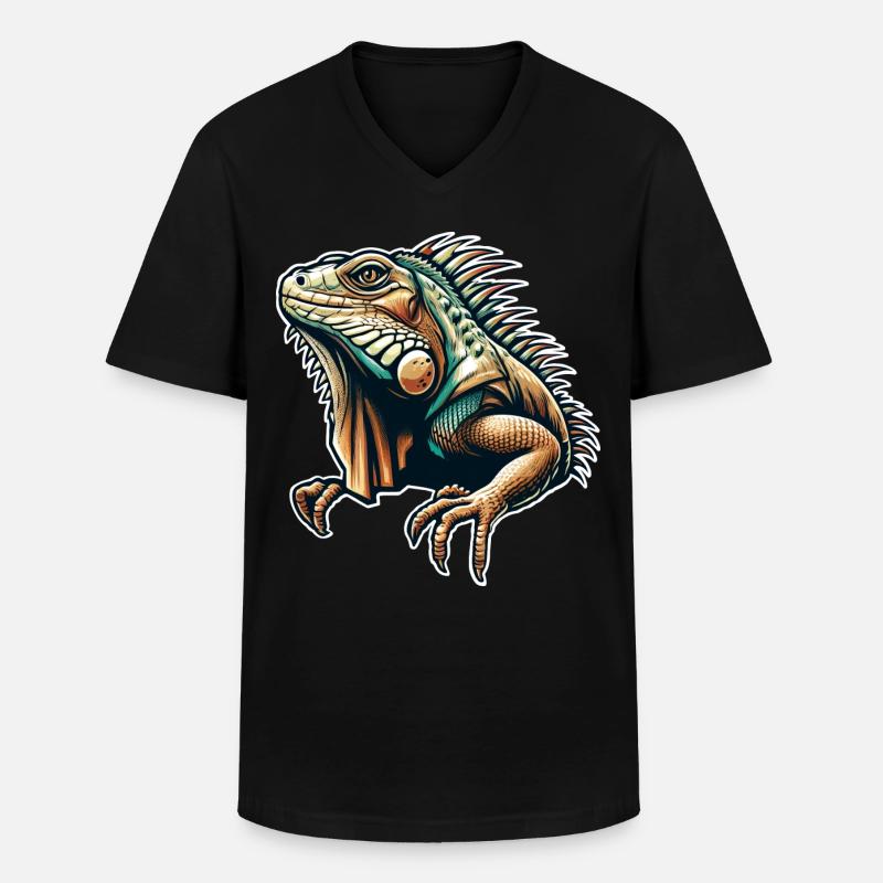 Leguan - Männer-T-Shirt mit V-Ausschnitt - Schwarz