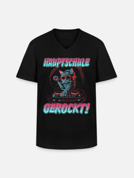 Abschlussklasse | Quali | Hauptschule gerockt - Männer-T-Shirt mit V-Ausschnitt - Schwarz