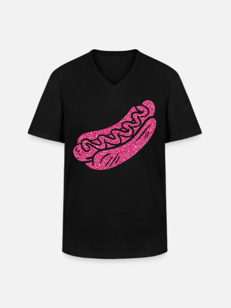 Hot Dog Adult Pink Diamonds - Men's V-Neck T-Shirt - black
