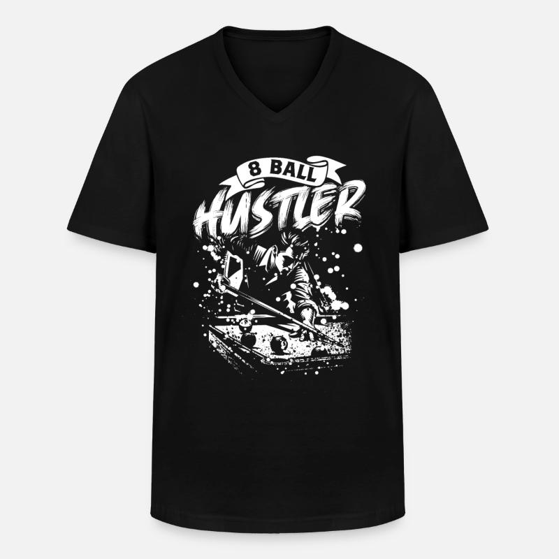 8-Ball Hustler Billard - Männer-T-Shirt mit V-Ausschnitt - Schwarz