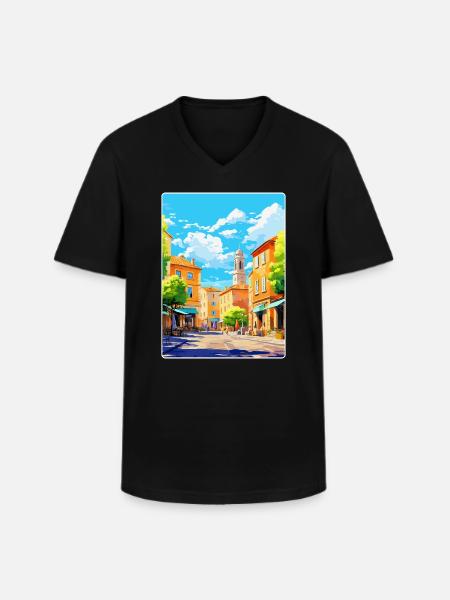 Aix En Provence France Vintage Travel Poster WPA - Men's V-Neck T-Shirt - black