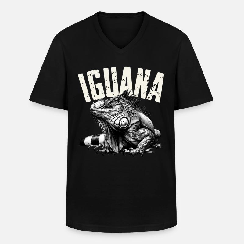 Leguan - Männer-T-Shirt mit V-Ausschnitt - Schwarz