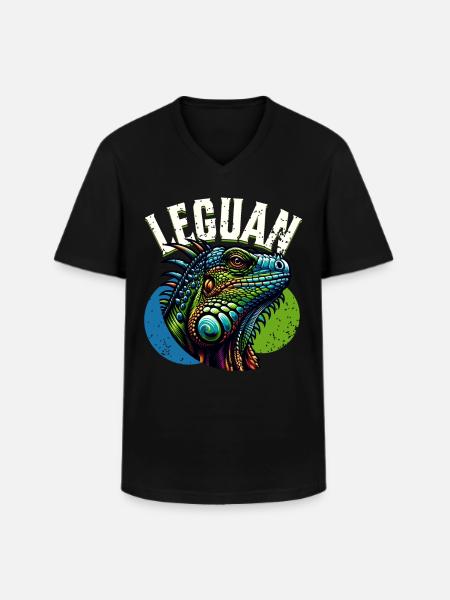 Leguan - Männer-T-Shirt mit V-Ausschnitt - Schwarz